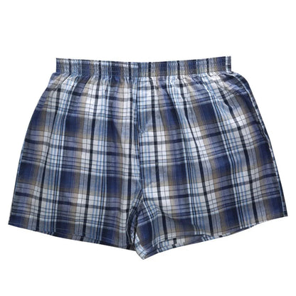 4-Pack Men's Cotton Boxer Shorts - Classic Plaid Woven Loose Fit Breathable Underwear