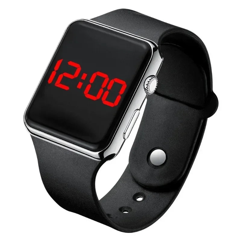 Digital LED Sport Watch – Square Electronic Wristwatch for Men & Women, Casual Silicone Fashion Watch