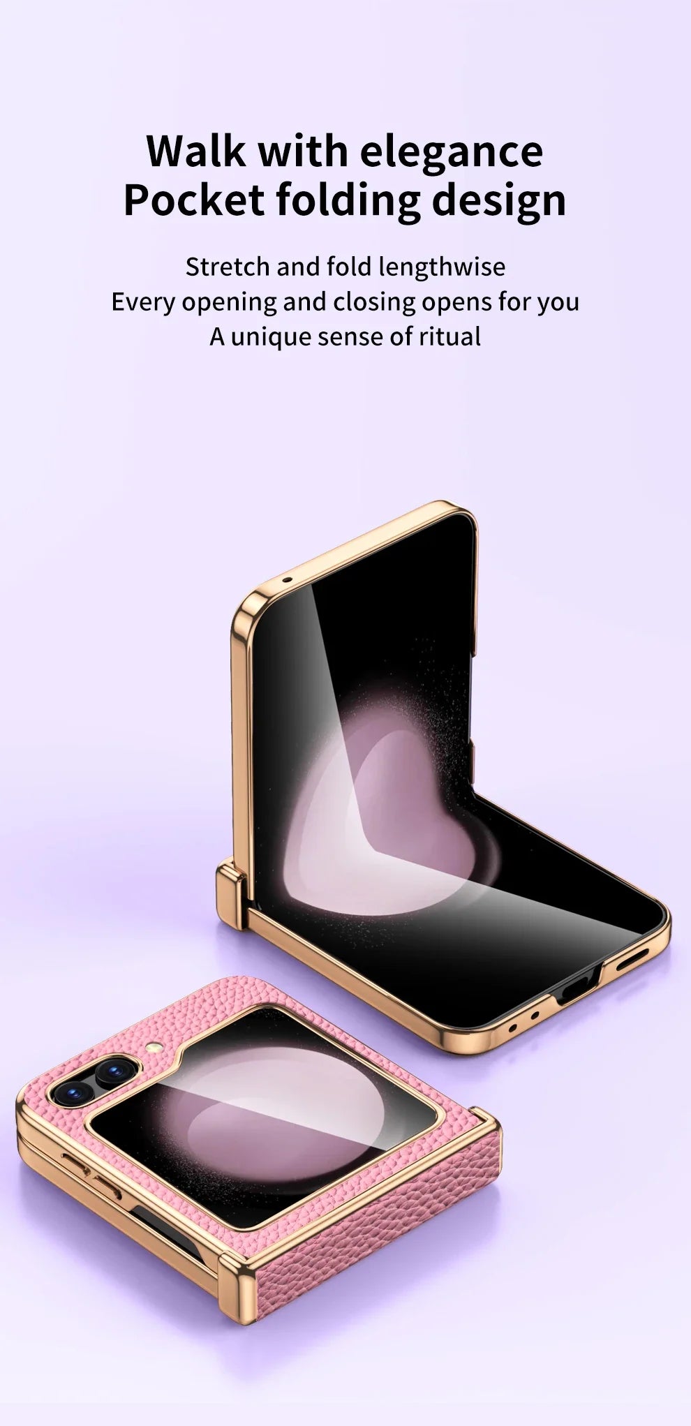 Cowhide Leather Samsung Galaxy Z Flip Case — Luxury Hinge Protection Cover with Tempered Glass for Flip 5/6/7