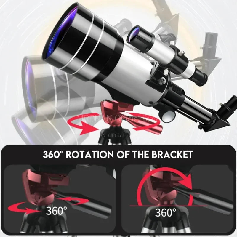 150X Astronomical Telescope – 70mm Refractor Portable Travel Scope with Phone Adapter & Wireless Remote