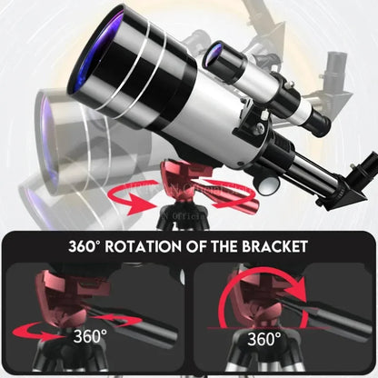 150X Astronomical Telescope – 70mm Refractor Portable Travel Scope with Phone Adapter & Wireless Remote