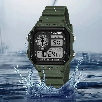 SYNOKE Digital Sports Watch – Luminous Multifunction Waterproof Chrono Wristwatch for Men & Women, Outdoor & Running, Seven Light