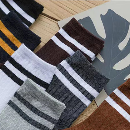 5/10 Pairs Striped Harajuku Retro Socks - Casual, Breathable Cotton Socks for Men & Women