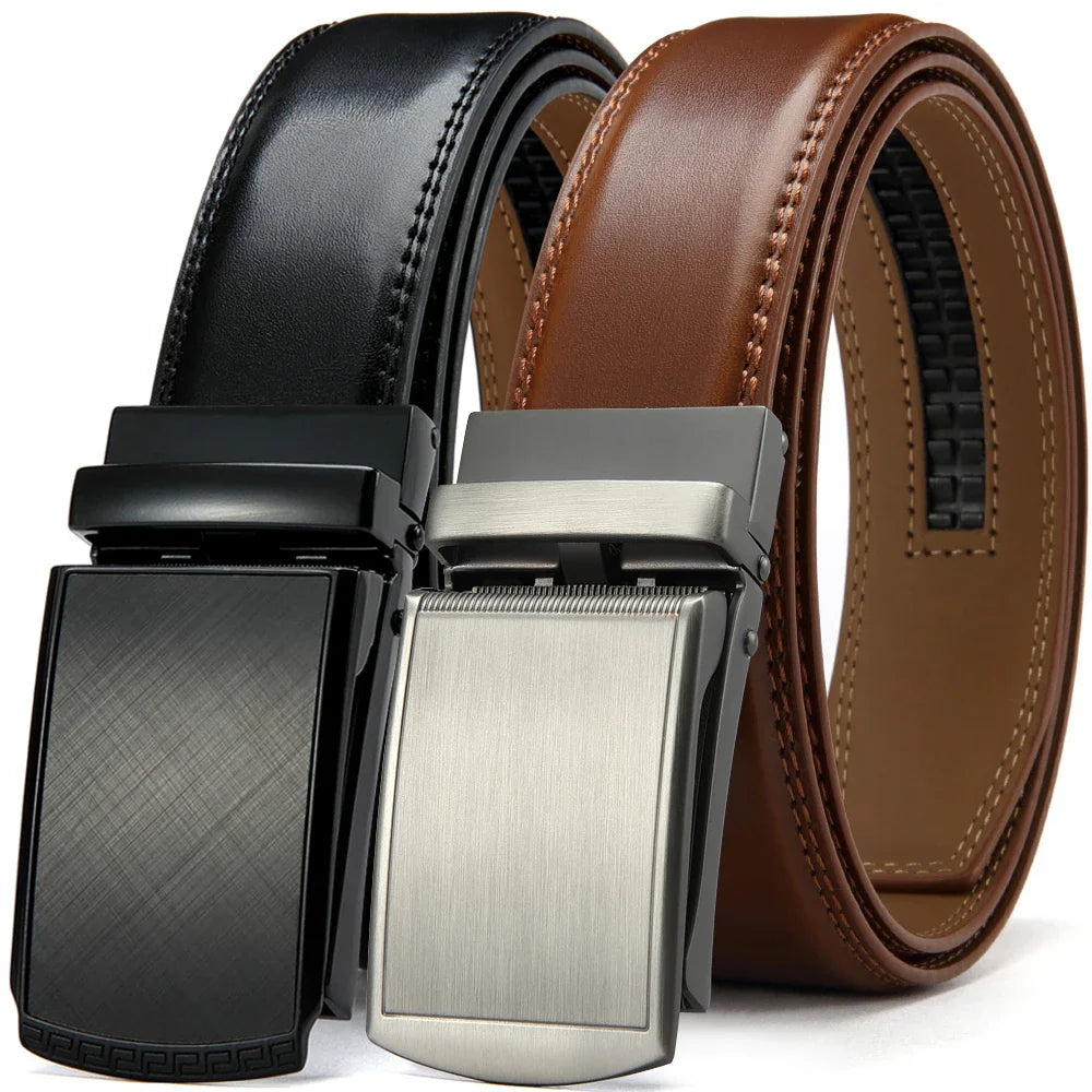 Men’s Luxury Genuine Leather Belt – High-Quality Cowhide with Metal Automatic Alloy Buckle
