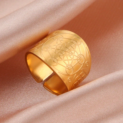 Dawapara 7 Archangels Protection Ring – Metatron Cube, Lilith Symbol, King Solomon Secrets Vintage Amulet Jewelry