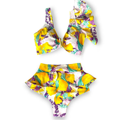 Sporlike V-Neck Ruffled Bikini Set – High Waist Sexy Printed Two-Piece Swimsuit for Women 2025