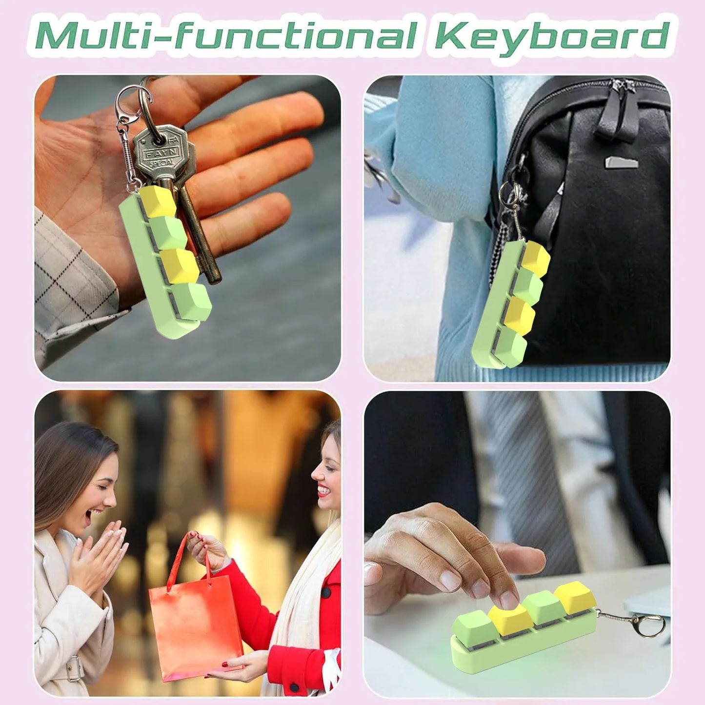 DIY Keyboard Key Toy - Stress Relief Fidget Button Keychain & Fidget Keycap Toy