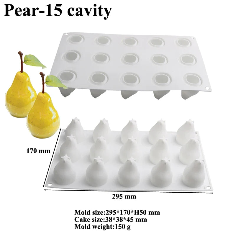 SHENHONG Silicone Fruit Mousse Cake Molds – Orange, Apple, Pear, Mango, Strawberry & Durian Dessert Decorating Tools