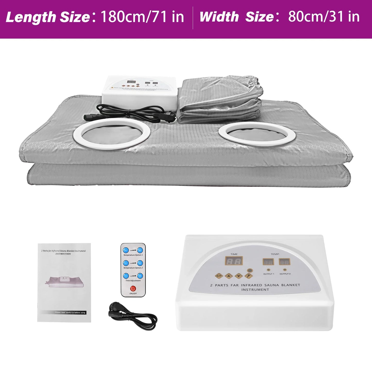 Purple Sauna Blanket with Sleeves – Slimming & Detox Thermal Weight Loss Blanket for Home Spa