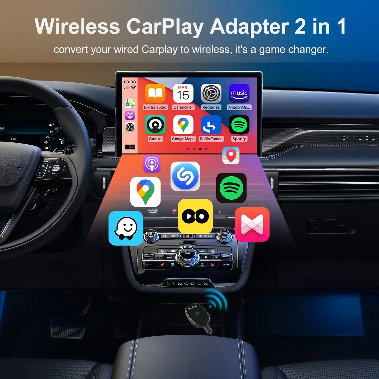 IHeylinkit Wireless CarPlay & Android Auto Adapter – Auto-Connect Dongle with Zinc Alloy Shell for Most Vehicles