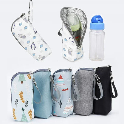Baby Bottle Bag & Warmer – Aluminum Insulated Stroller Hanging Bag for Baby Feeding, Cups & Drinks Storage