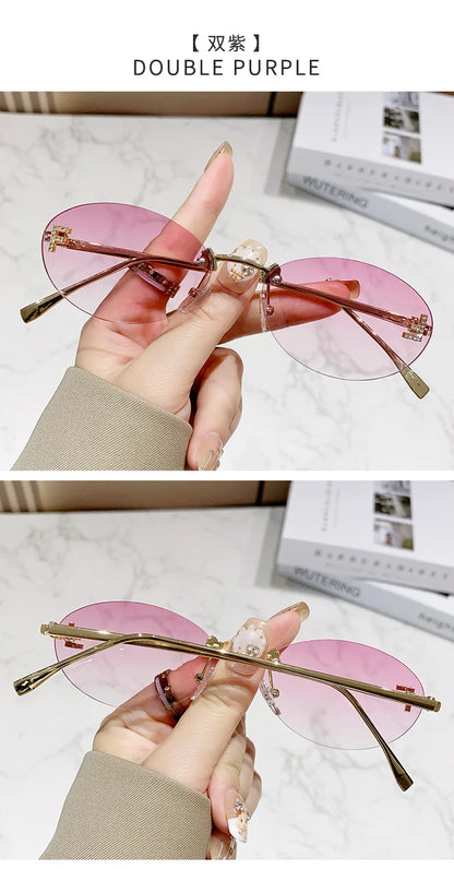 European & American Fashion Frameless Metal Sunglasses – Trendy Luxury UV Protection Eyewear