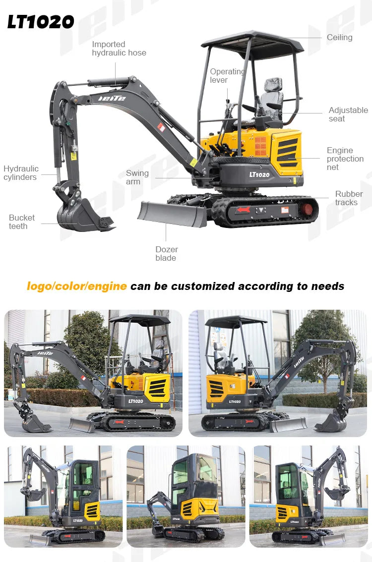 Mini Excavator 1–3 Ton — Kubota Engine, EPA Compliant Small Farm Digger, Compact Construction Machine