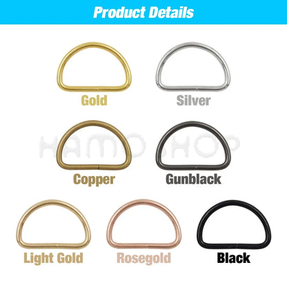 Metal D Ring Adjustable Buckle Set - Webbing Strap Clasps for Backpacks, Bags, Pet Collars, Chains & DIY Accessories