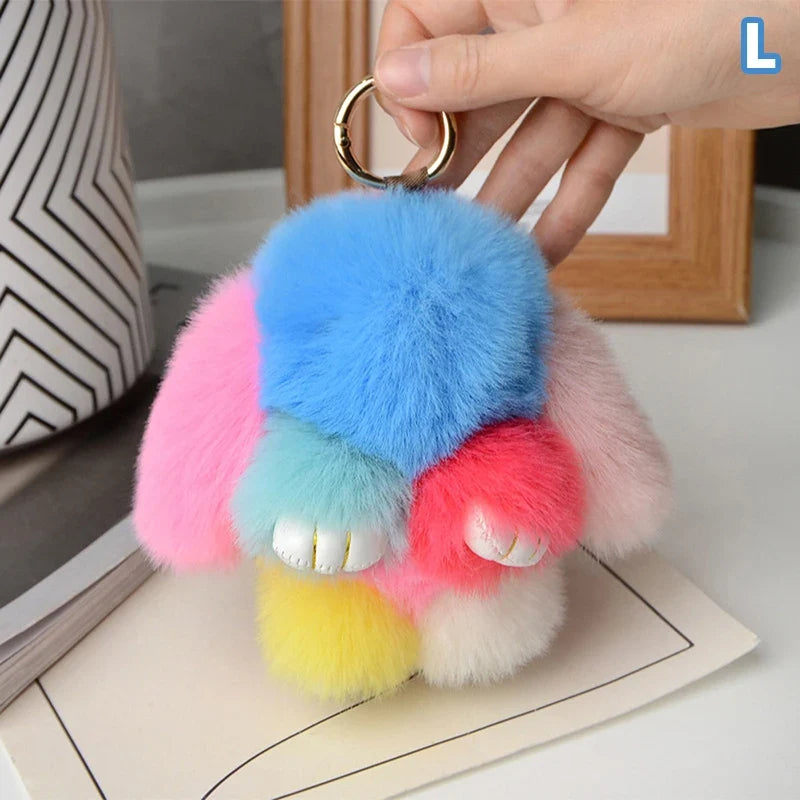 15cm Rabbit Fur Keychain - Soft Bag & Car Pendant Charm for Women, Jewelry Accessory Gift