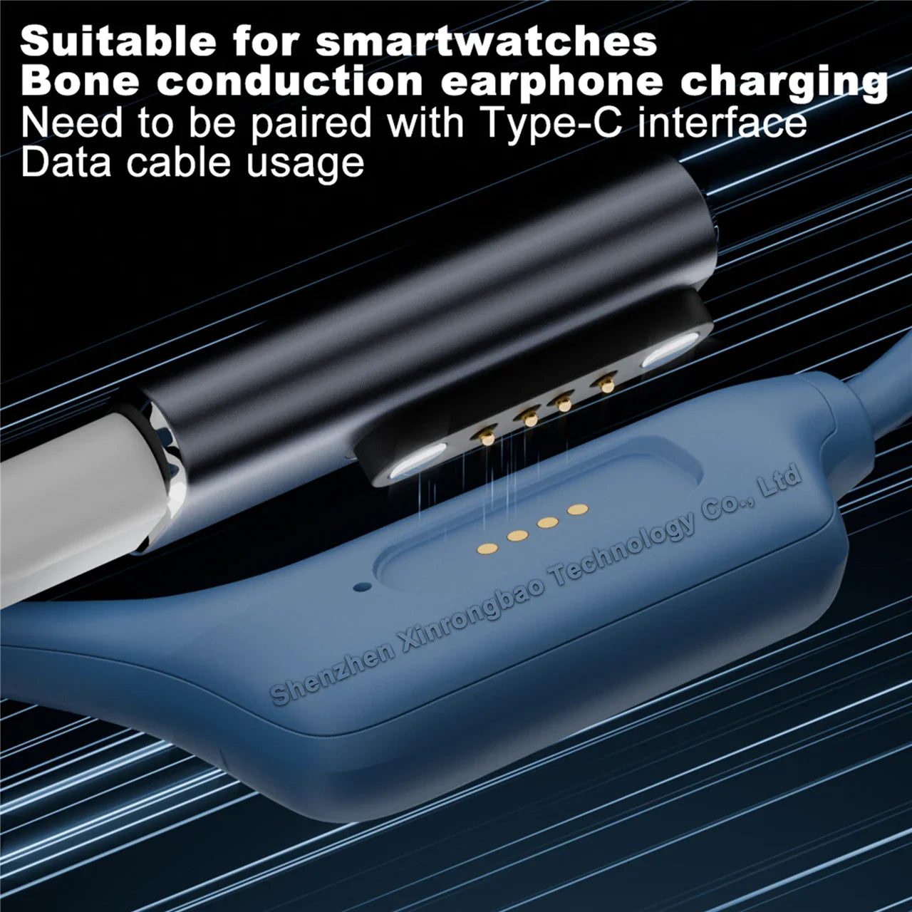 Shokz Bone Conduction Headset & Smartwatch USB-C to 7.62mm 2/4-Pin Magnetic Charging Adapter