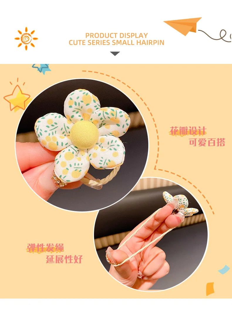 10 Pcs Baby Girl Flower Hair Bands Set – Cute Colorful Soft Scrunchies Ponytail Holders for Kids