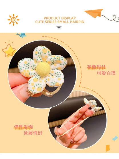 10 Pcs Baby Girl Flower Hair Bands Set – Cute Colorful Soft Scrunchies Ponytail Holders for Kids