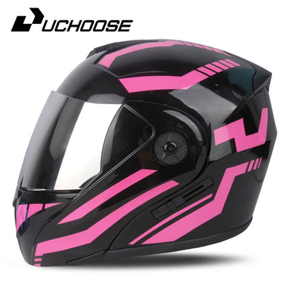 2024 Unisex Modular Motorcycle Helmet – Full Face Flip-Up Dual Lens Racing Helmet for Men & Women