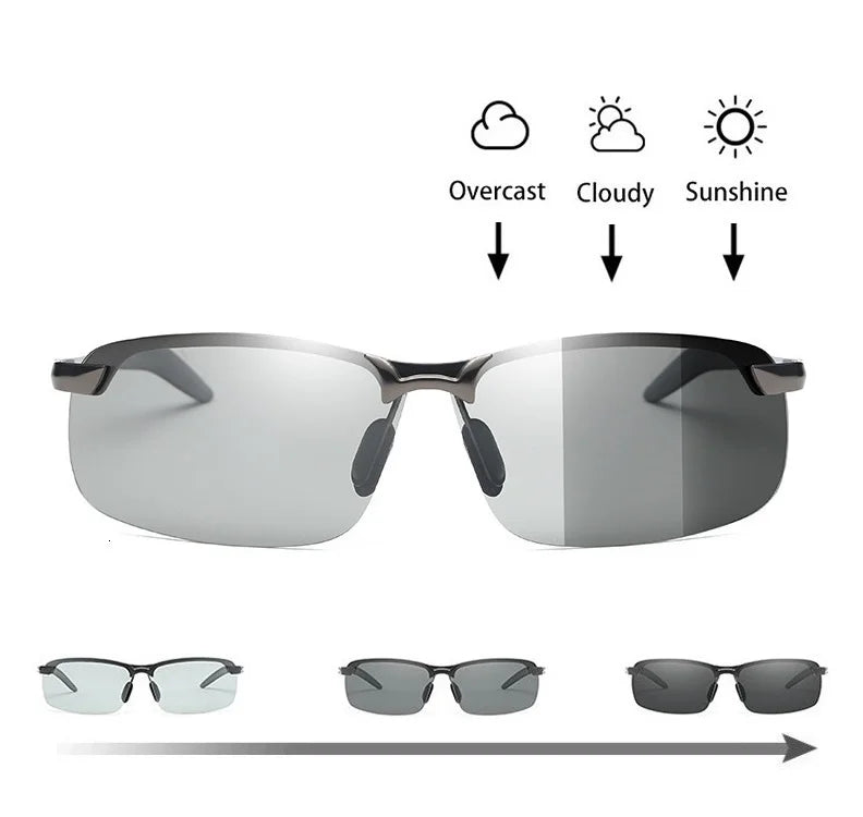 Photochromic Polarized Sunglasses for Men – Color-Changing Driving Glasses for Day & Night Vision