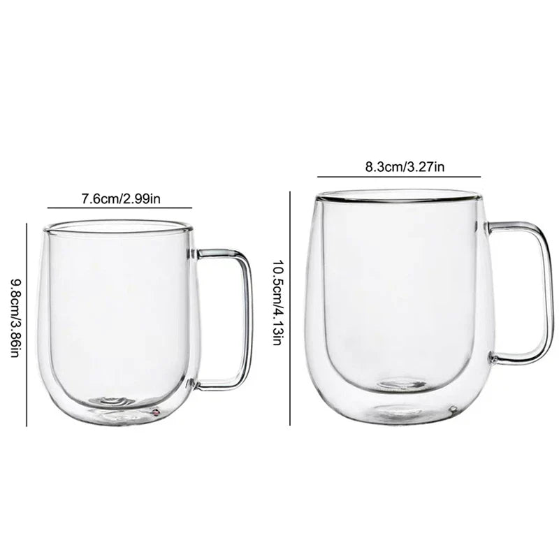 150-350ml Heat Resistant Borosilicate Glass Mug – Double Wall Coffee Cup with Handle, Clear Milk & Water Cup Gift