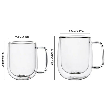 150-350ml Heat Resistant Borosilicate Glass Mug – Double Wall Coffee Cup with Handle, Clear Milk & Water Cup Gift