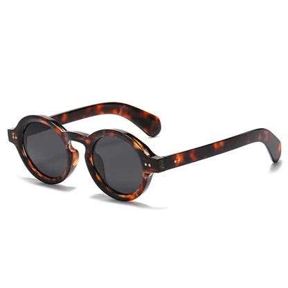 SO&EI Retro Polarized Sunglasses - Round Fashion Shades with Rivet Decor, UV400 Protection & Leopard Punk Style for Women & Men