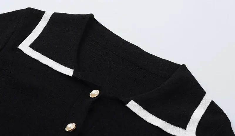 Women’s Summer Knitted Blouse — Chic Retro Slim Short Sleeve Crop Top, All-Match Style