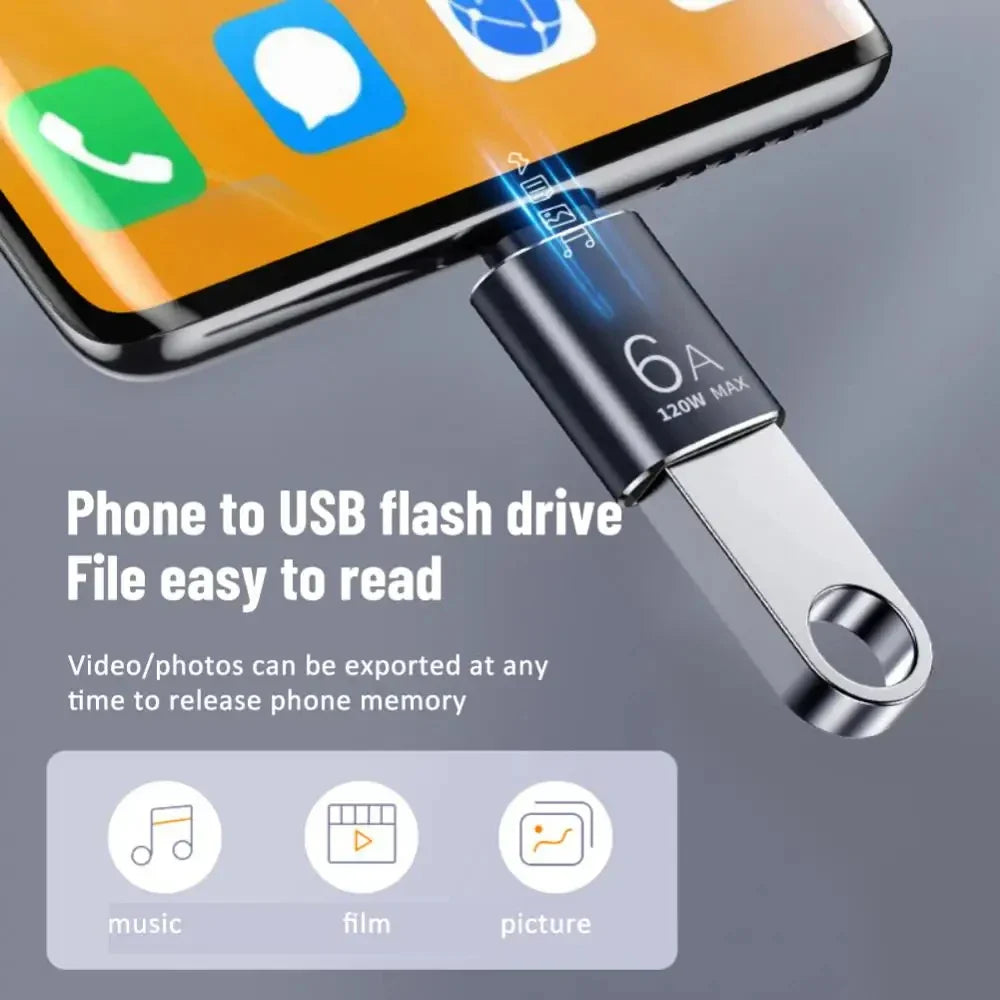 6A USB 3.0 to Type-C & Type-C to USB OTG Adapter – Fast Charging Connector for Samsung, Xiaomi, PC & MacBook Pro