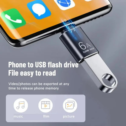 6A USB 3.0 to Type-C & Type-C to USB OTG Adapter – Fast Charging Connector for Samsung, Xiaomi, PC & MacBook Pro