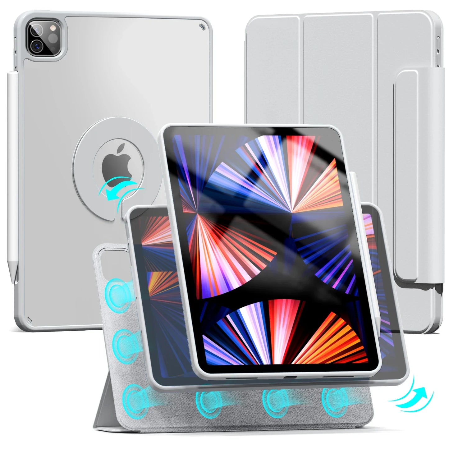 Magnetic Case for iPad 10.2, Air, Pro 11/12.9 & Mini 6 – Detachable Back Shell for 2022 Models