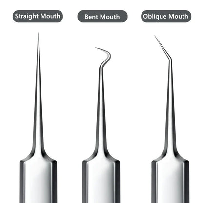 Blackhead Clip with Lights - Acne Needle Tweezers, Comedone Extractor Tool for Blemish and Pimple Removal