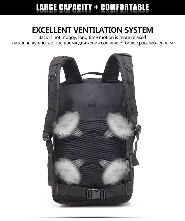 50L Tactical Backpack – Large Capacity Men’s Waterproof Rucksack for Hiking, Camping, Hunting & Outdoor Adventures