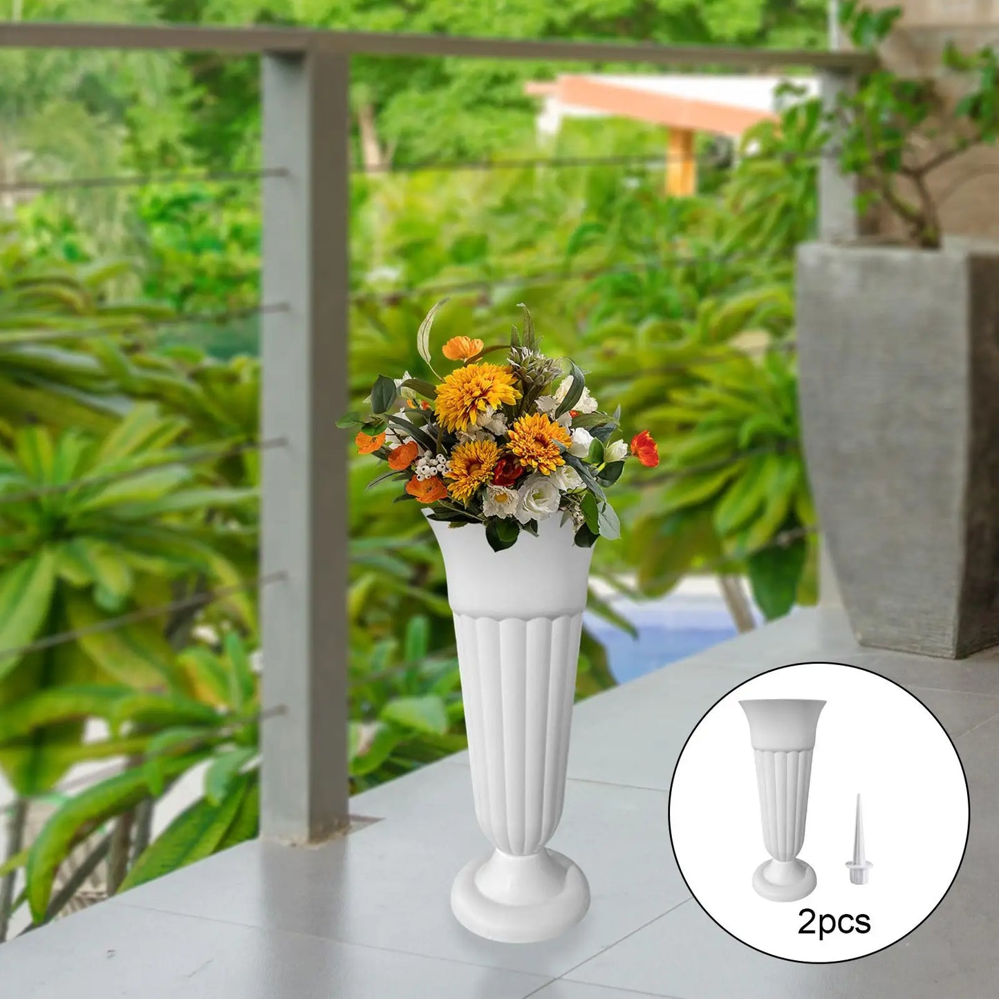 2 Pack Cemetery Vases with Spikes – Artificial Flower Grave Decorations for Memorials