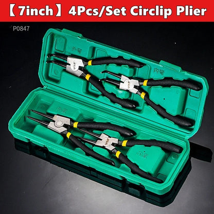 4-Piece Circlip Pliers Set - 6/7 Inch Retaining Ring Needle Nose Tools for Shaft Installation & Removal