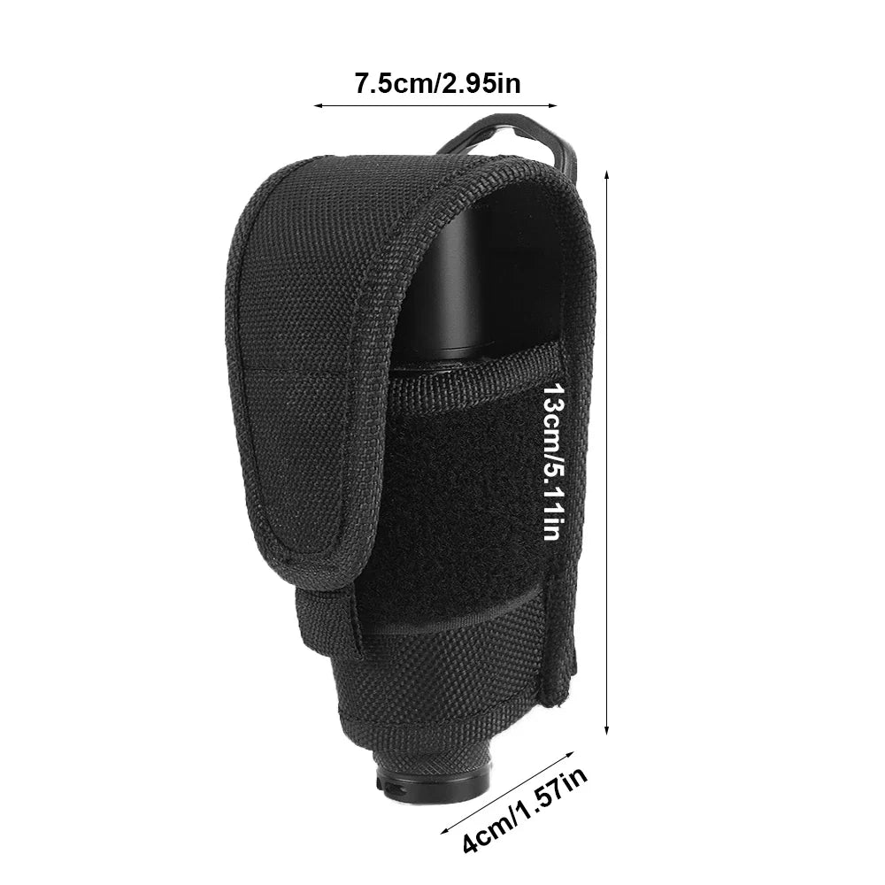 Tactical Flashlight Holster - Nylon MOLLE Torch Pouch with Waist Belt Pack for Hunting & Camping