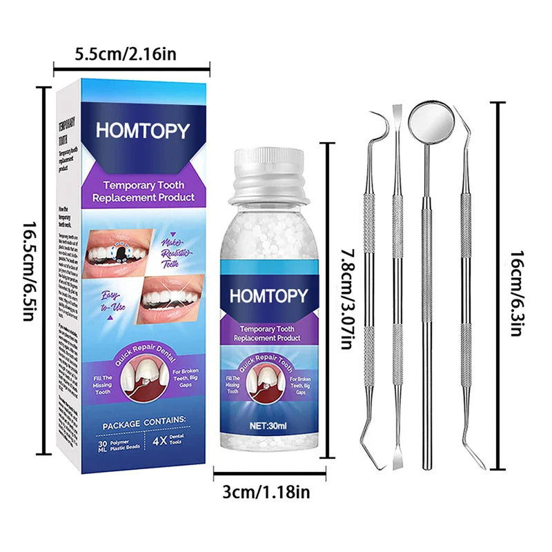 Moldable Teeth Repair Kit – Temporary Dental Replacement with Thermal Beads for Fixing Missing & Broken Teeth, Artificial Tooth Fillings