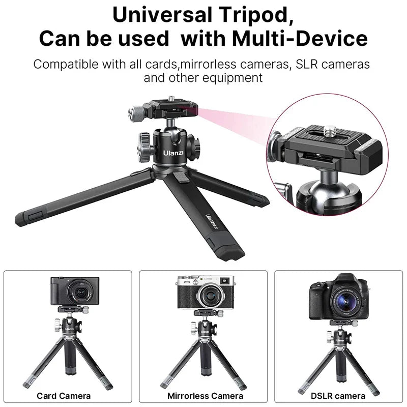 Ulanzi MT-24 Vlog Lite Metal Tripod – Extendable Monopod with Ballhead, Cold Shoe, Arca Quick Release, 1/4" Mount, 2.5KG Max Load