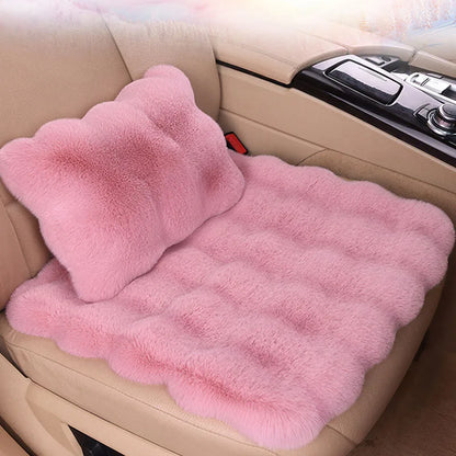 Winter Plush Car Seat Covers – Ultra-Soft Rabbit Fur Cushion Pads for Warmth, Universal Fit Auto Chair Protectors