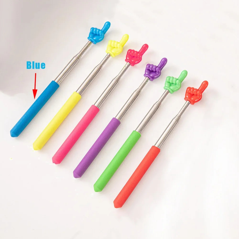 Stainless Steel Telescopic Teaching Pointer – Finger-Design Reading & Presentation Stick for School & Office Supplies