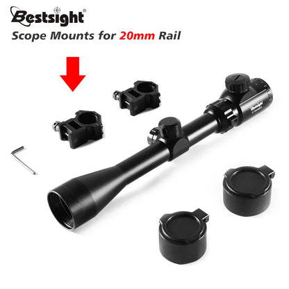 3-9x40 Riflescope Sniper Scope – Red/Green Illuminated Optics with Mil-Dot Reticle & Mounts