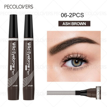 6-Color Waterproof Eyebrow Pen – 4-Split Tip Liquid Eyebrow Tattoo Pencil for Natural Long-Lasting Makeup & Definition