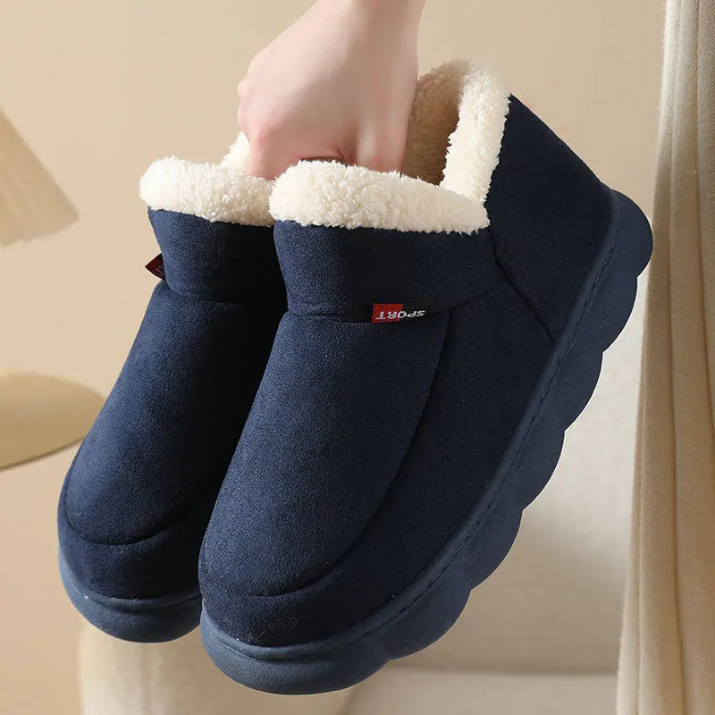Smile PoP Winter Plush Men’s Shoes – Classic Indoor & Outdoor Non-Slip House Slippers for Men & Women, Casual Bedroom Footwear