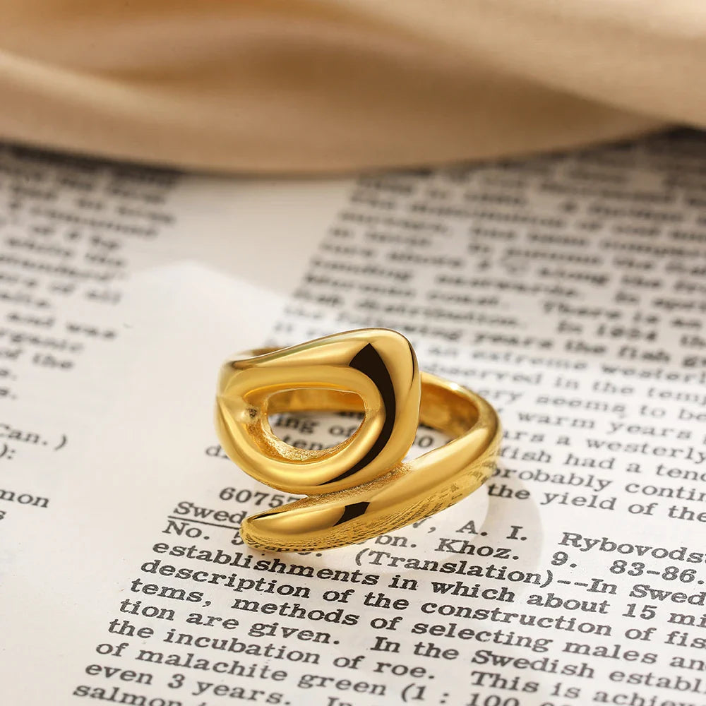 Vintage Stainless Steel Chunky Ring – Punk Irregular Adjustable Open Ring for Women, Wedding Jewelry Gift