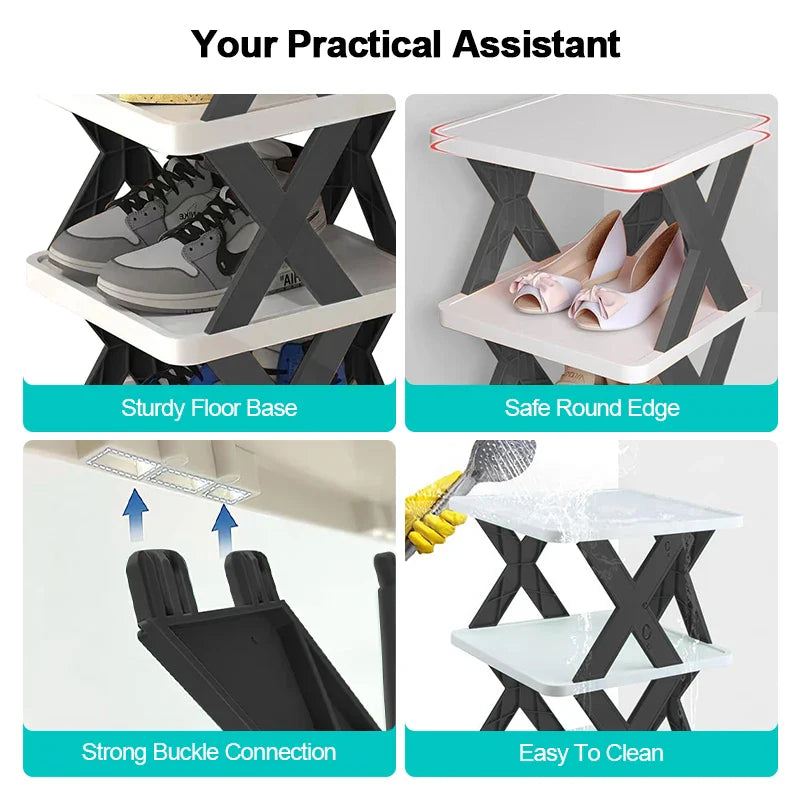 Multi-Layer Detachable Shoe Rack Storage Organizer — Space-Saving Household Shoe Shelf Cabinet
