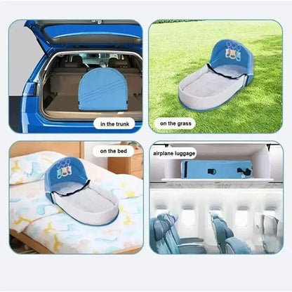 Foldable Baby Travel Crib - Anti-Crush Portable Bed with Mosquito Net & Comfortable Mattress for Newborns