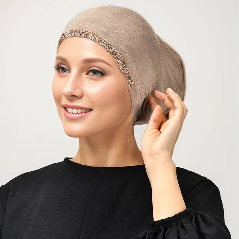 Women’s Modal Cotton Hijab Undercap - Soft Stretchy Diamond Bonnet for Muslim Headscarf & Turban Styling