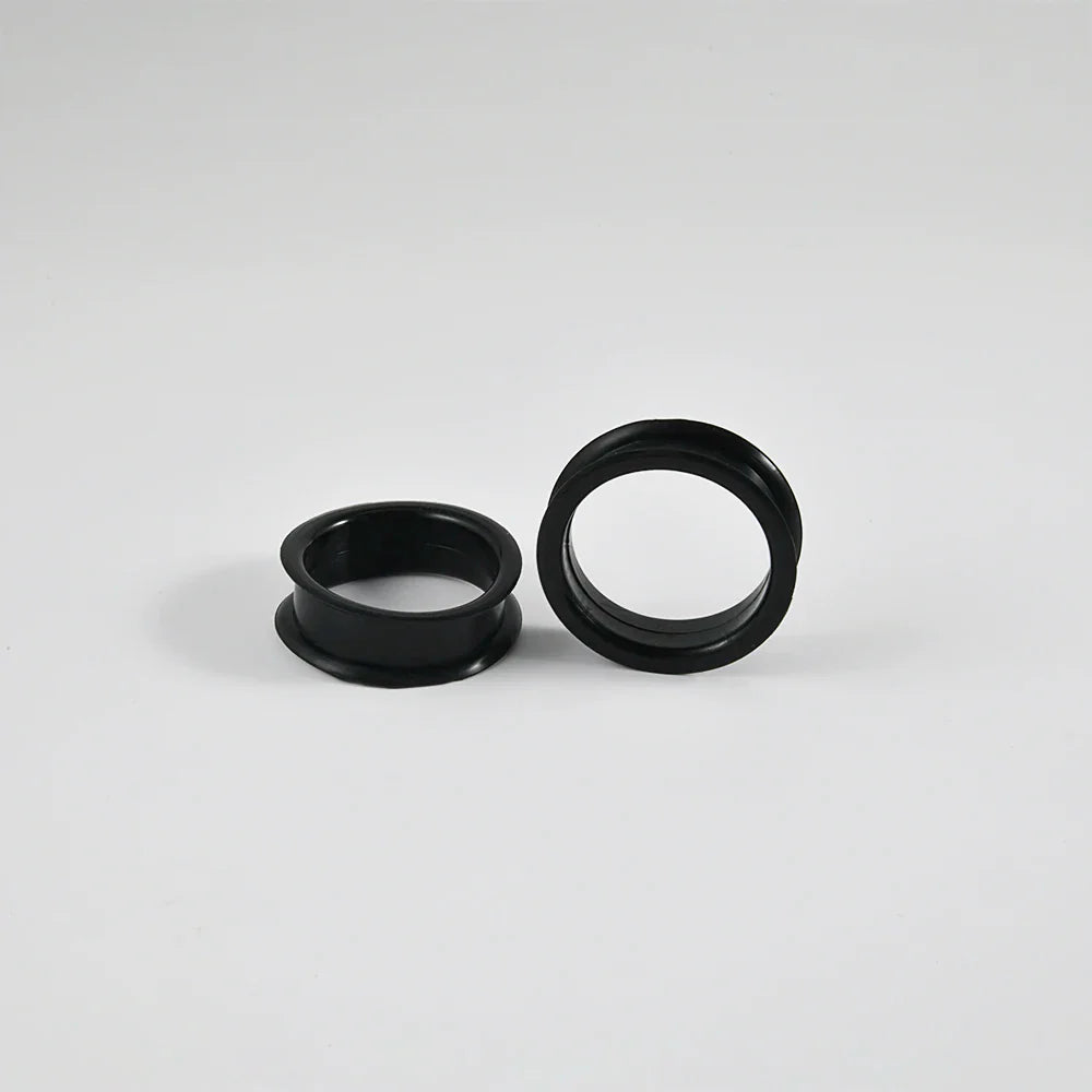 Pair of Supersize Black Silicone Double Flared Ear Tunnel Plugs — Flesh Gauge Expander Stretchers for Piercing