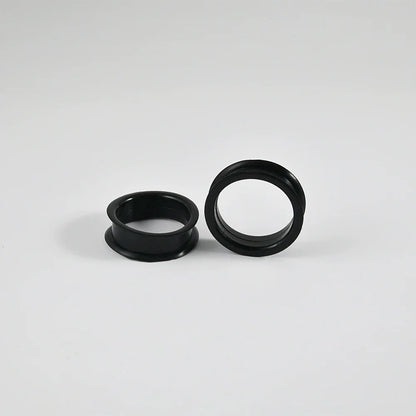 Pair of Supersize Black Silicone Double Flared Ear Tunnel Plugs — Flesh Gauge Expander Stretchers for Piercing