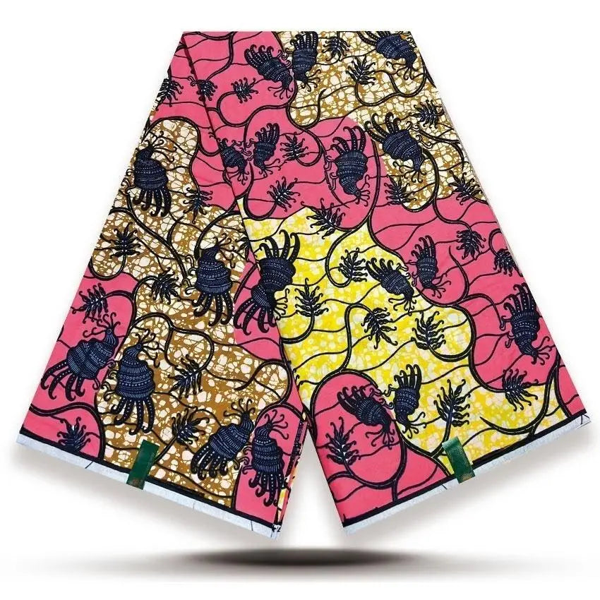 Original African Wax Print Fabric - 6 Yards Soft 100% Cotton Nigerian Ankara Pagne Batik Material